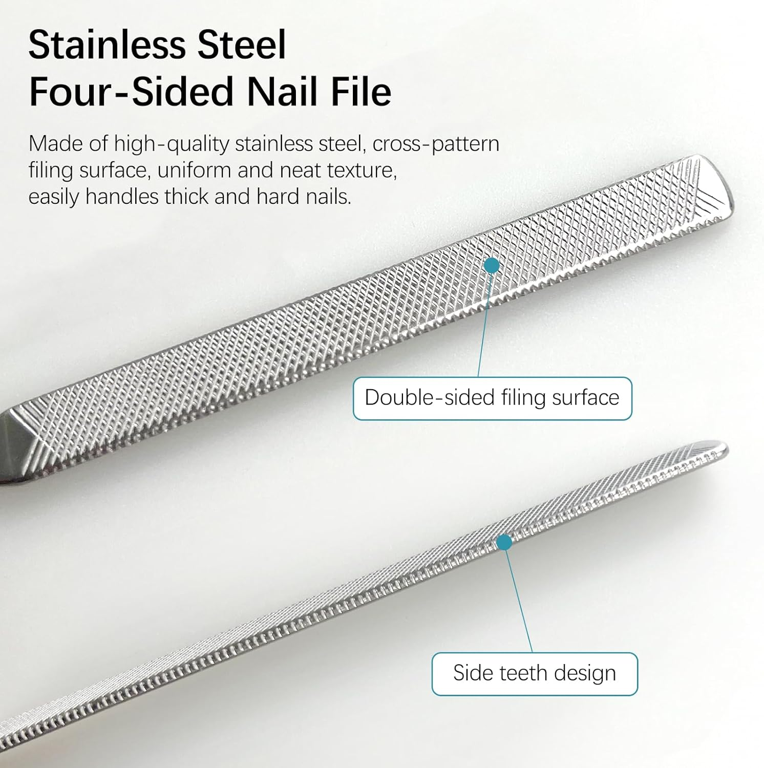 2-Pack Stainless Steel Toe Nail Files, 4-Sided Design for Thick Nails, Ideal for Men, Seniors, and Dogs image number 3