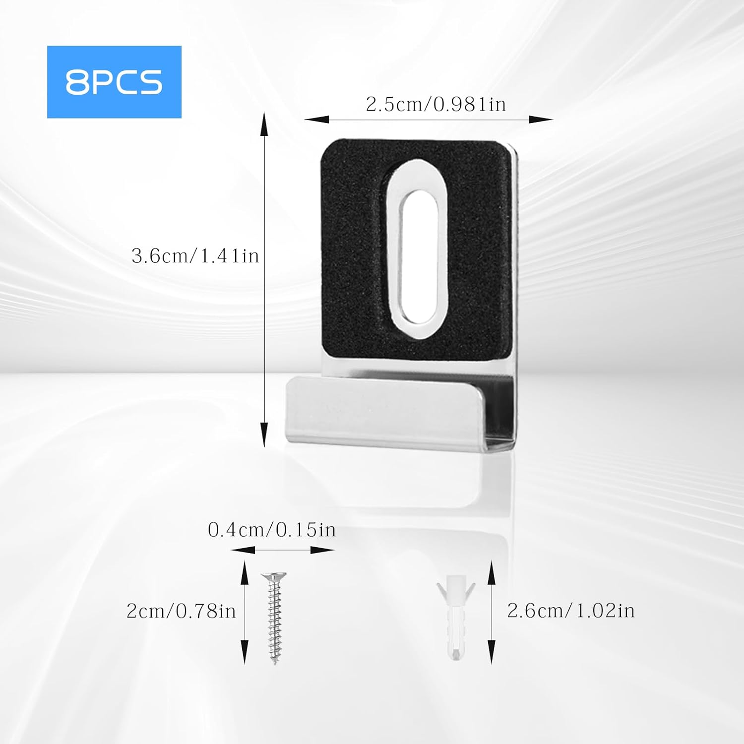 8PCS Mirror Clips for Wall Mounting,Mirror Mounting Hardware,Mirror Clips for Frameless Mirror,J Hooks for Hangingheavy Duty Mirror Hanger Hardware for Frameless Mounting Wall Tile Billboard Display image number 1