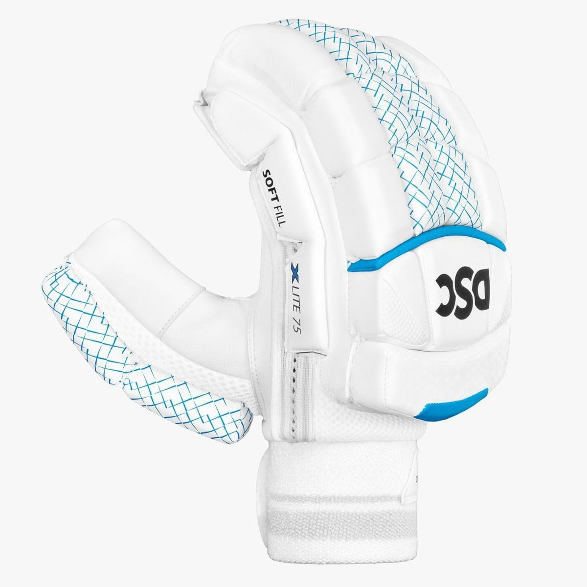 DSC Xlite 75 Cricket Batting Gloves | White | Size: Youth RH | Material: Premium PU | Traditionally Designed | Pre-Curved Finger Glove | Optimum Ventilation in Palm |Fibre Reinformed Protection image number 1