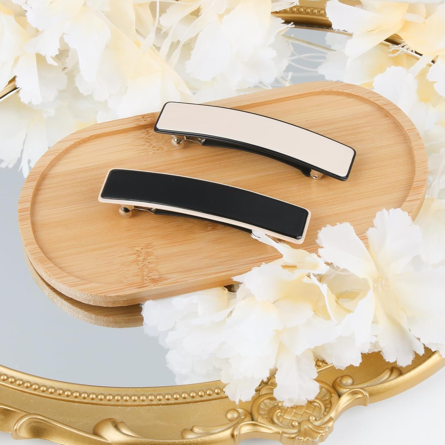 Joynine 2 Large Elegant Hair Barrettes for Women | Girls Hair Barrettes | Women'S Hair Accessories | Rectangular Design | Automatic Clips in 2 Colors for Thick Hair image number 5