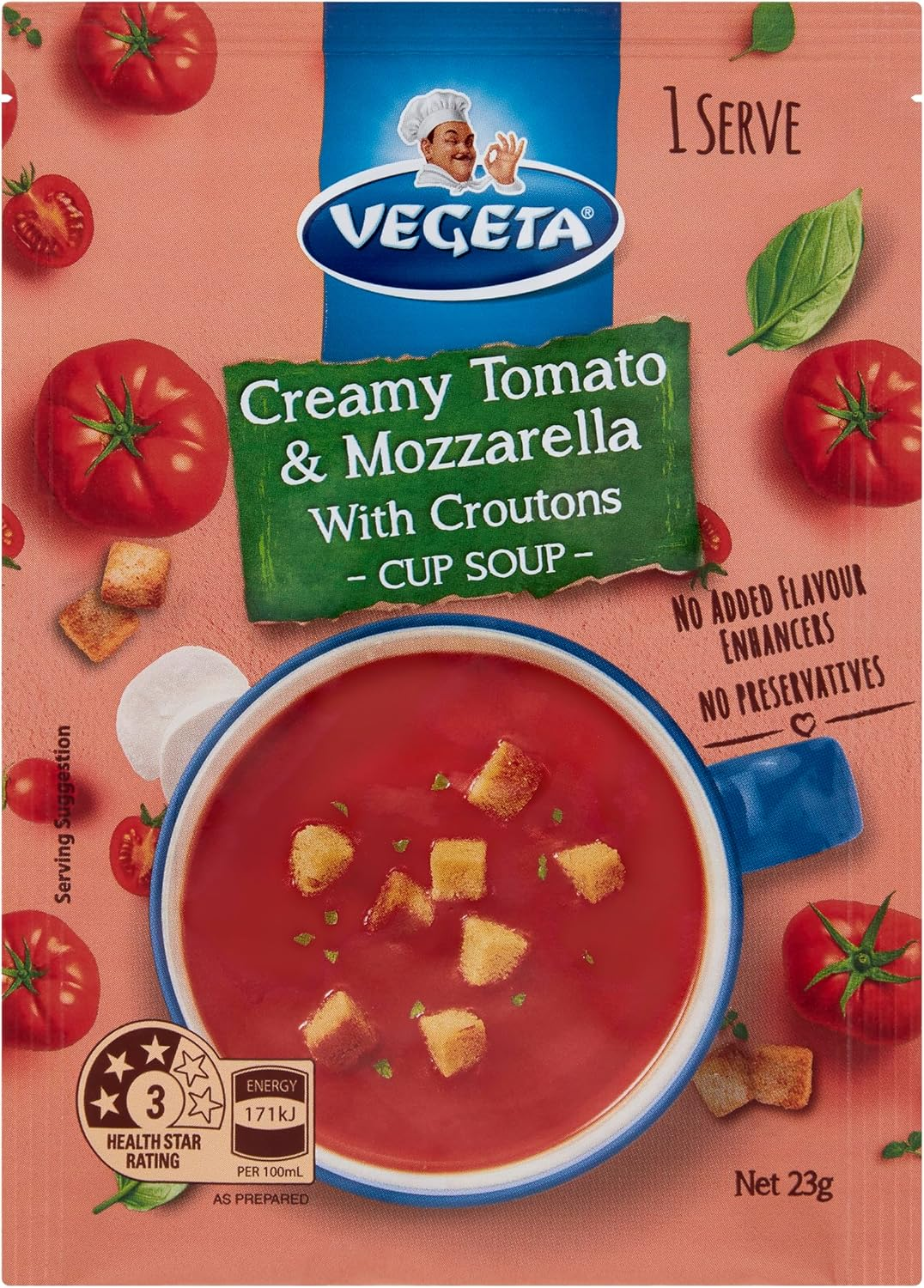 Vegeta Creamy Tomato & Mozzarella with Croutons Cup Soup 23G X 18 Box image number 1