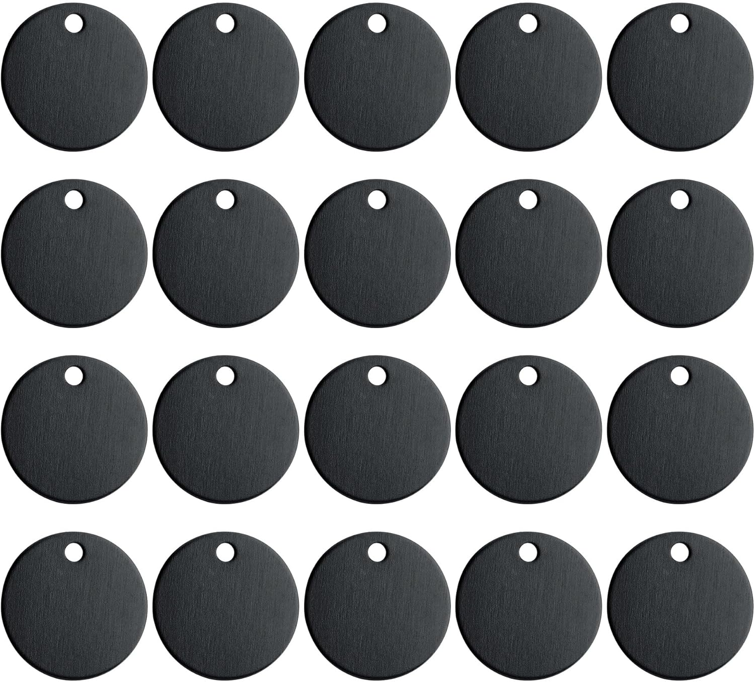 AUEAR, 20 Pack 25Mm round Shape Pet ID Tag Blank Dog Cat ID Tag for Pet Name Phone Charm Jewelry Making (Black)