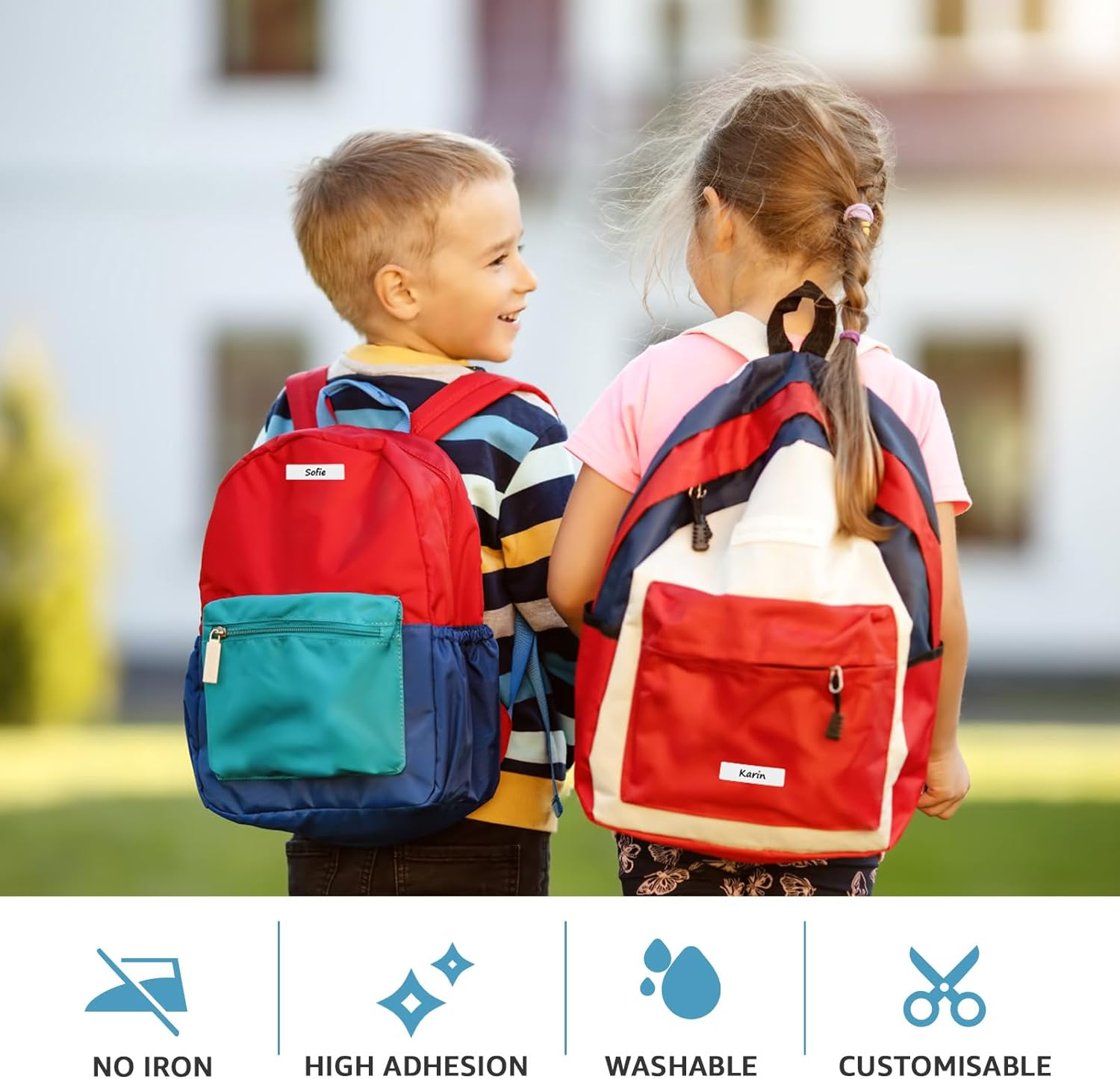 Maxgear 90 Pcs Kids No-Iron Clothing Labels, 0.5X1.75 Inch Self-Stick Fabric Tags, Washer Friendly Write-On Waterproof Name Labels for School Daycare Nursing Care image number 6