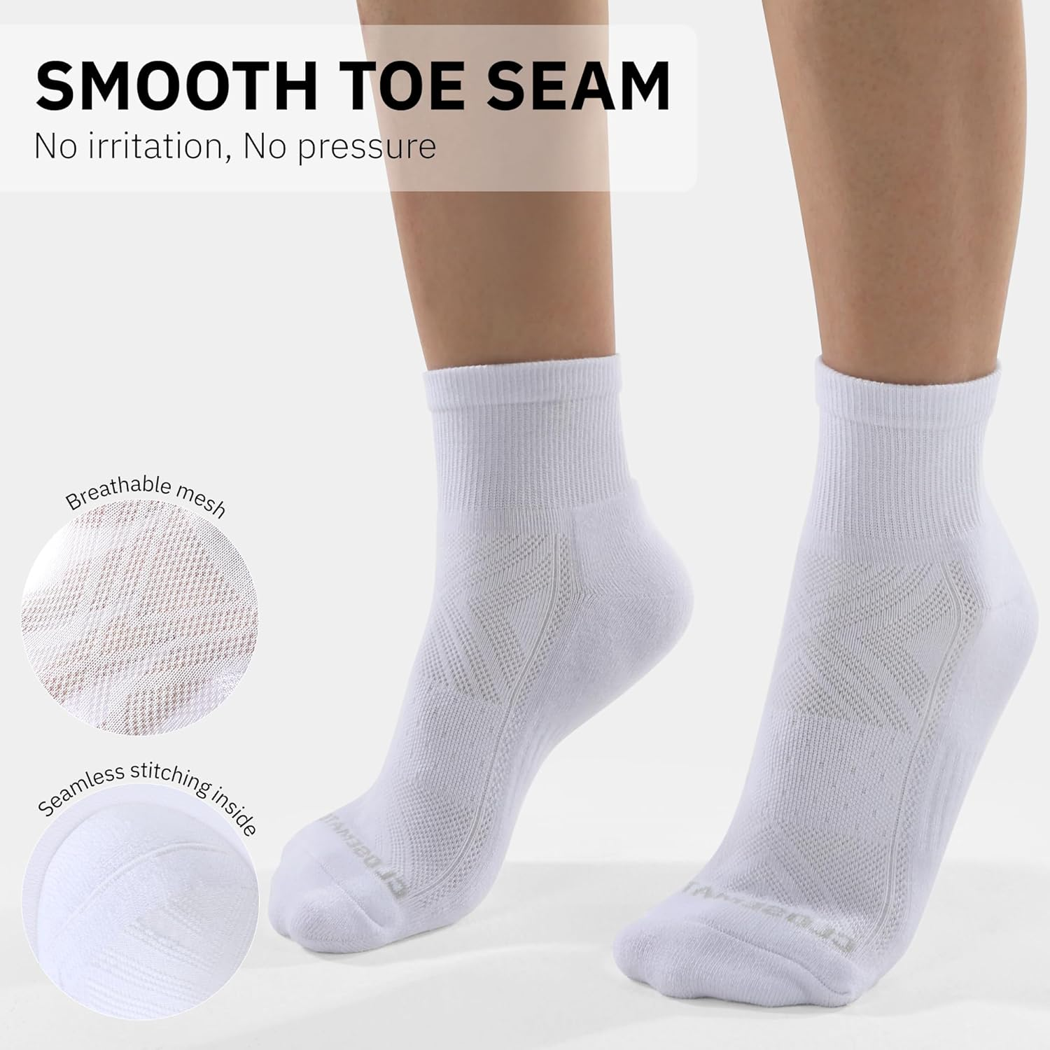 CLOSEMATE 6 Pairs Womens Ankle Athletic Socks Cushioned Cotton Comfort Breathable for Running Sports image number 2