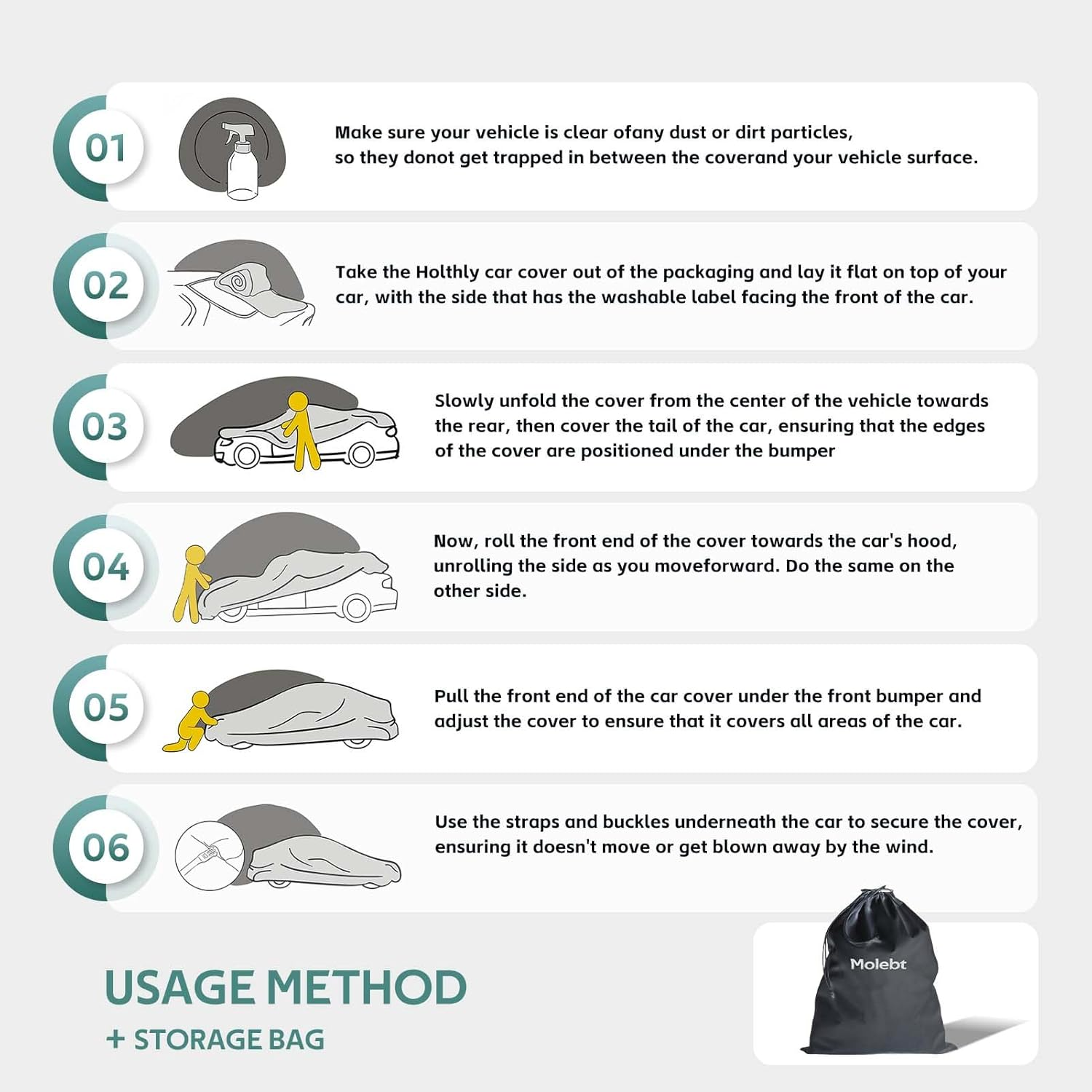 Molebt Ford Mustang Car Cover Waterproof All Weather for Automobiles, Indoor Outdoor Full Exterior Covers Fit 2017-2023 Ford Mustang, Sun Rain Dust UV Protection. image number 1