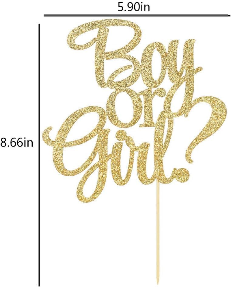 Confetti! Gold Glitter 'Boy or Girl' Cake Topper - Perfect for Baby Shower, Celebration Decor | Stylish & Picture-Perfect Centerpiece