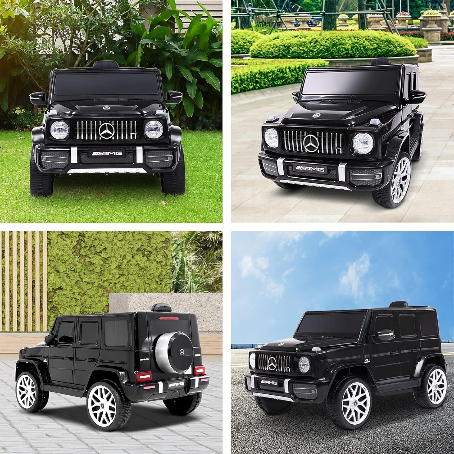 Rigo Kids Ride on Car SUV, AMG G63 Licensed Remote Control 12V Battery Horn Headlight Built-In Music 30Kg Capacity Safety Seat Belt Electric Cars for Toddlers Baby Walkers Little Tikes Kid Toy Black image number 2
