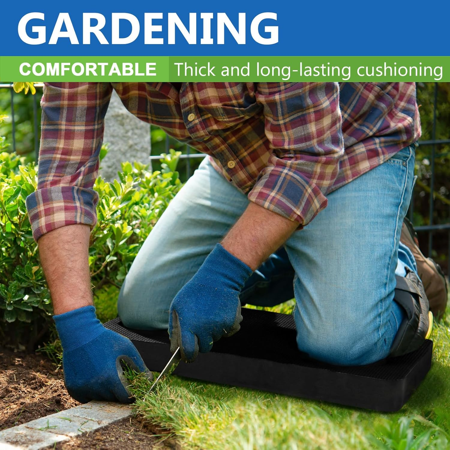 UUBOXS Premium Thick Kneeling Pad, Extra Soft Foam Garden Kneeling Mat, Comfort Kneeler Cushion for Gardening, Yard Work, Exercise, Baby Bath, 17.5 X 11 X 1.5 Inch, Black image number 3