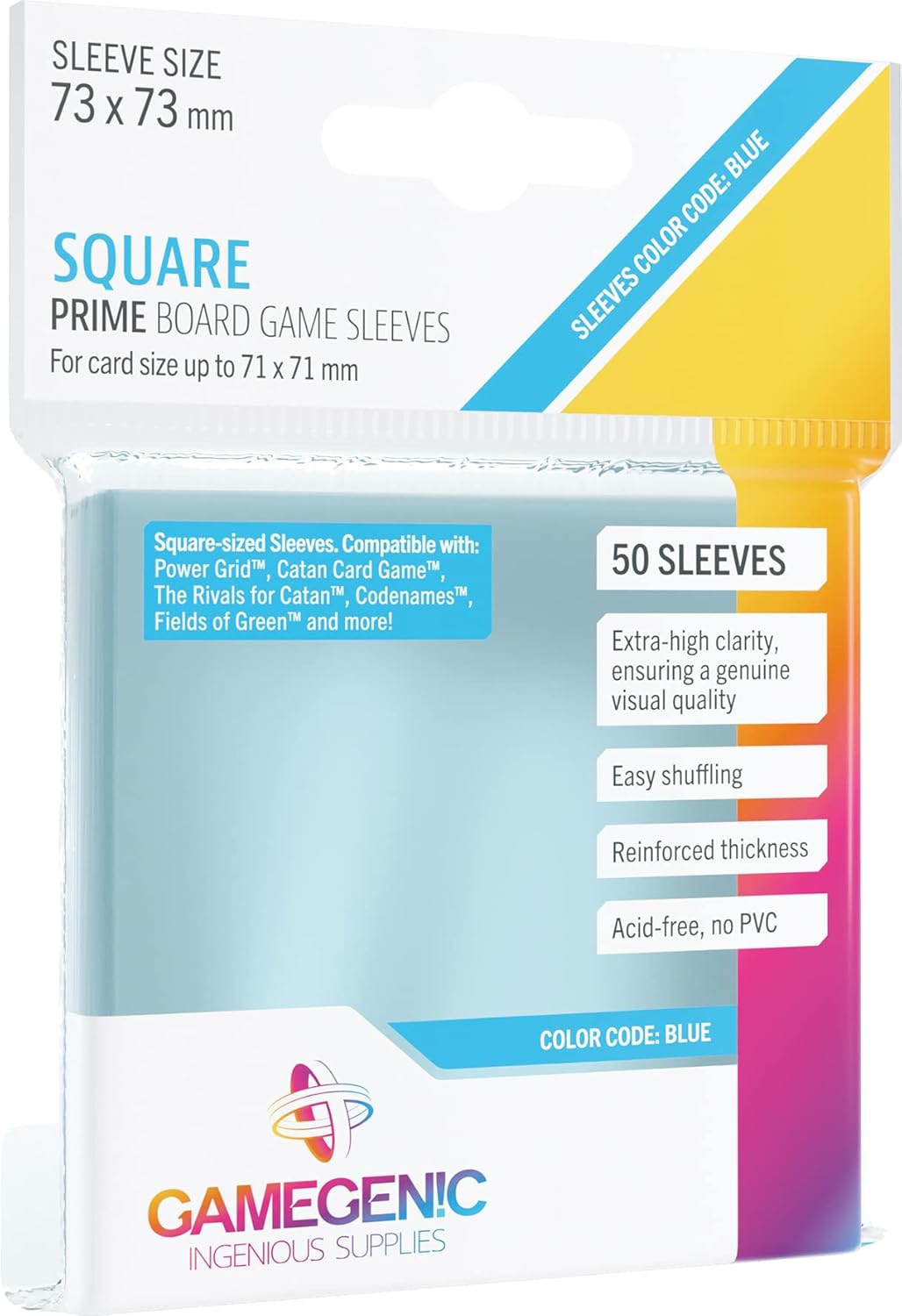 Asmodee Gamegenic Square Sized Prime Board Game Sleeves with 50 Sleeves per Pack image number 4