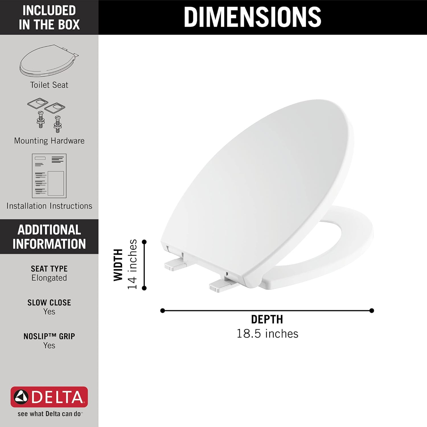 Delta Faucet Morgan Elongated Slow-Close White Toilet Seat with Non-Slip Seat Bumpers, White 811903-WH image number 5