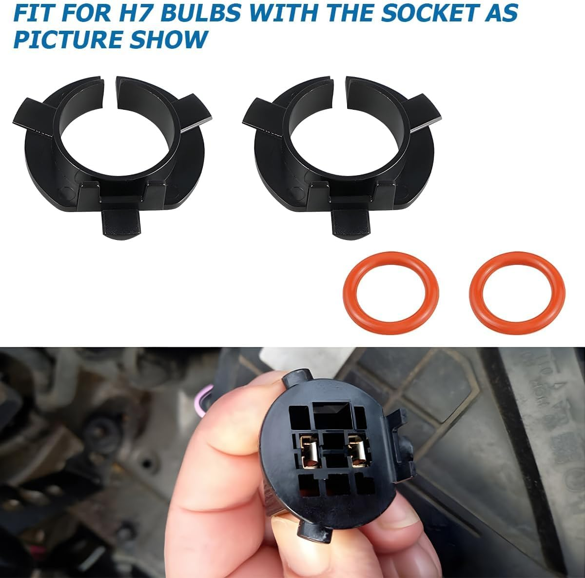 4PCS Car LED Headlight Base, Heat Resistance Automotive H7 LED Headlight Bulb Retainers Holder Adapter Socket Base, Vehicle Accessories Compatible with K3 K4 K5 K7 and More（D106） image number 2