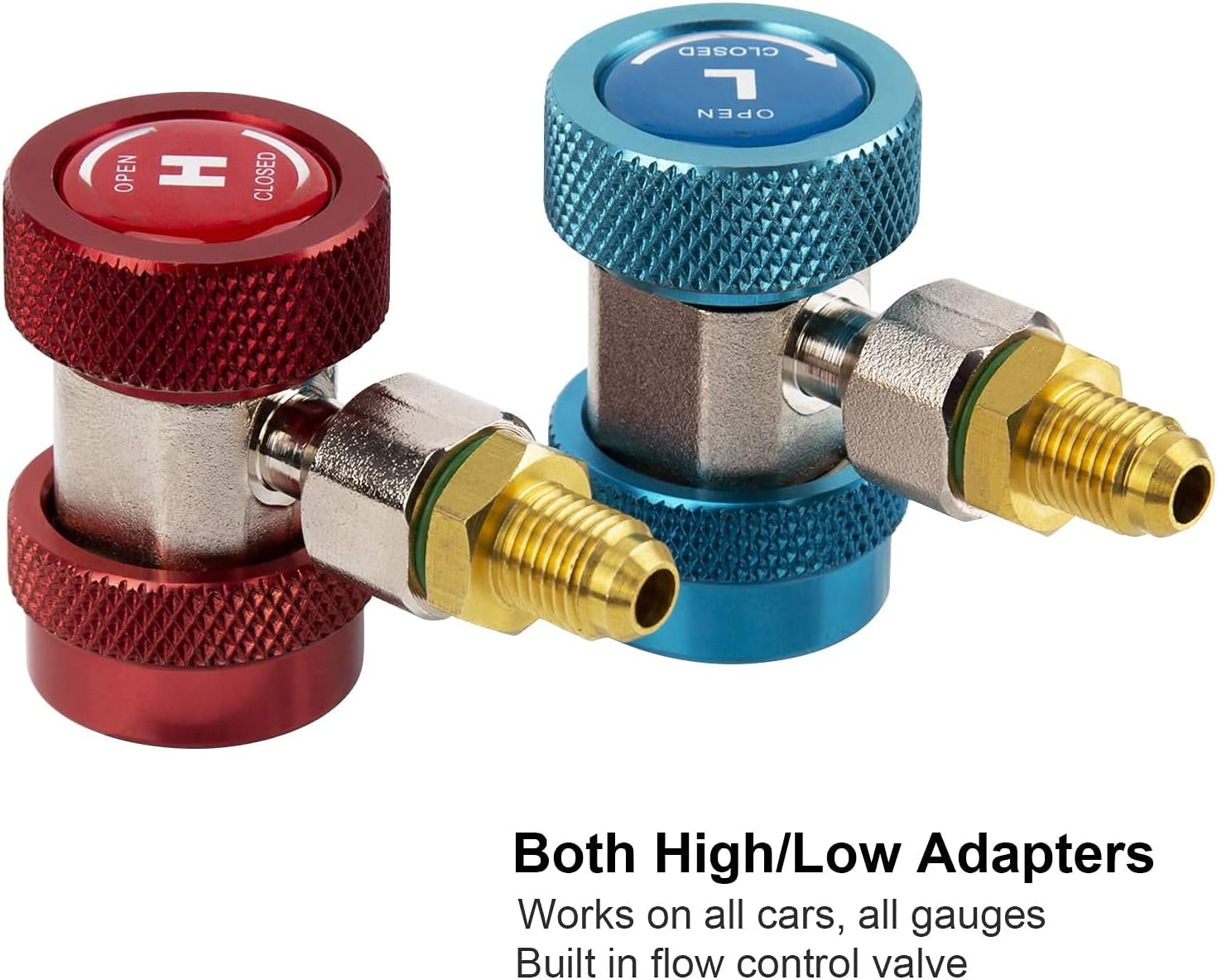 SAVITA Car Air Tool Set, AC R134A Quick Couplers Adapters R134A Can Tap with Tank Adapter for 1/4 Inch Coolant Distributor. and 1/2 Inch Fitting AC Hose Gauge image number 1