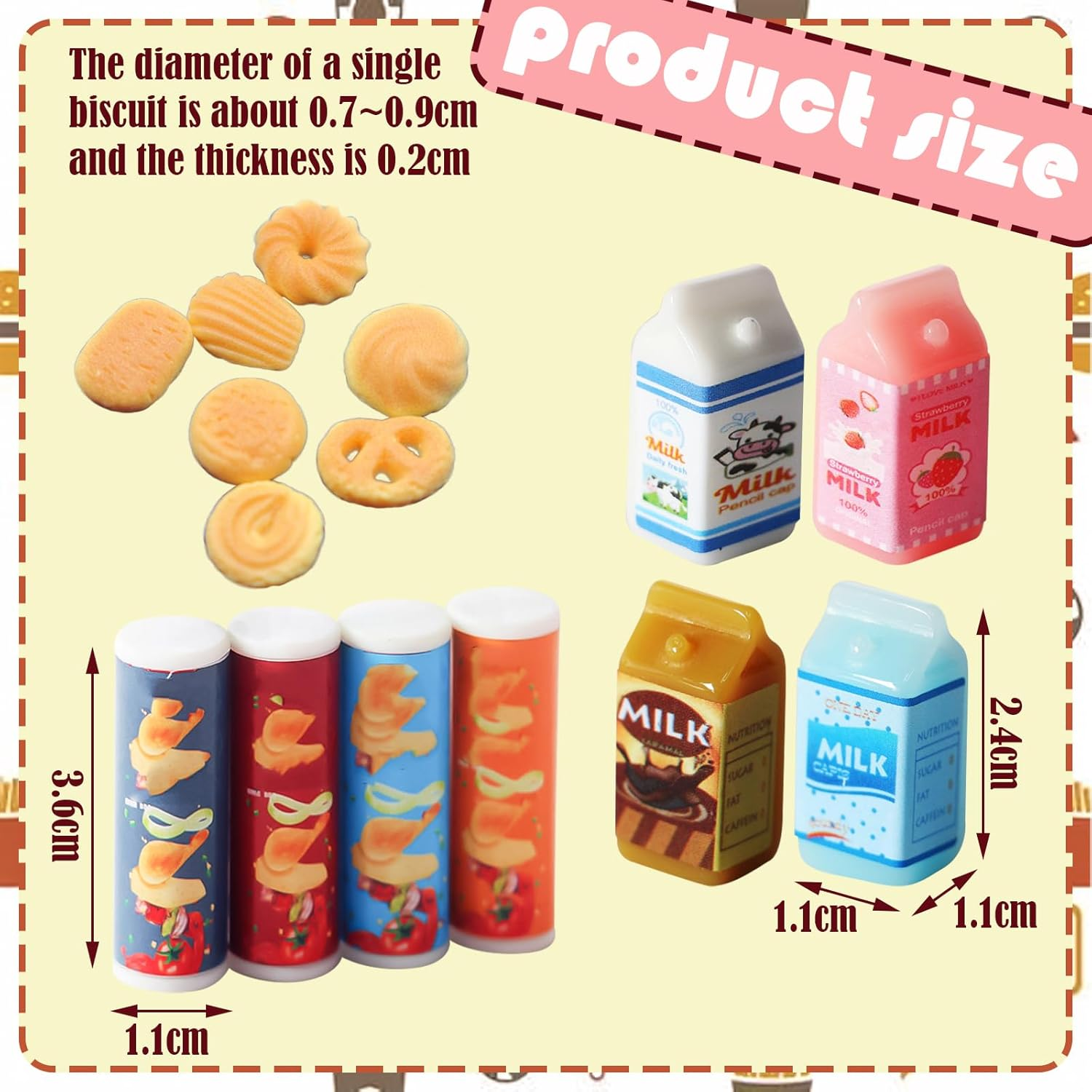19 Pieces Miniature Food Drink, 1:12 Scale Miniature Dolls House Food Accessories, Mini Food Drink, Miniature Kitchen Accessories, Mini Pretend Play Food Set, for Barbie Doll House image number 4