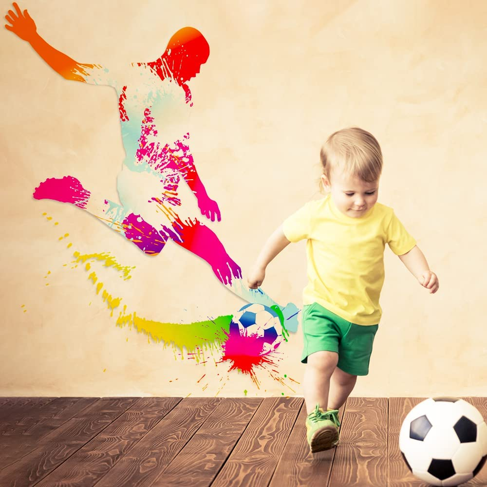 LZYMSZ Soccer Ball Sticker, 38.9&times;61Inch Football Wall Stickers, Watercolor Soccer Player Art Decal for Boy Walls, Living Room, Bedroom, Home Decor image number 6