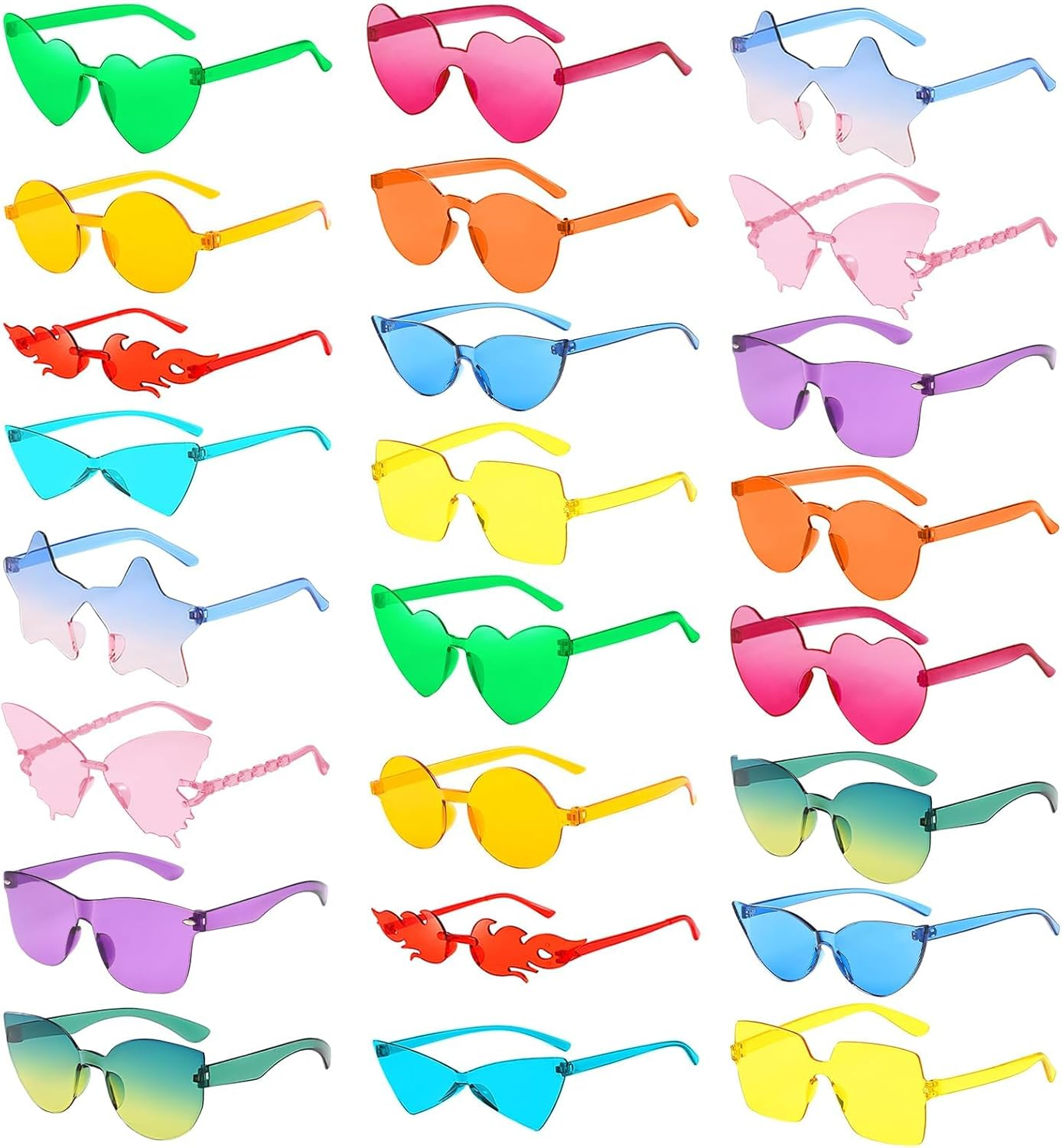 24 Mixed Style Rimless Sunglasses Retro Colored Party Glasses Funny Bachlor Pool Costume Accessories image number 5