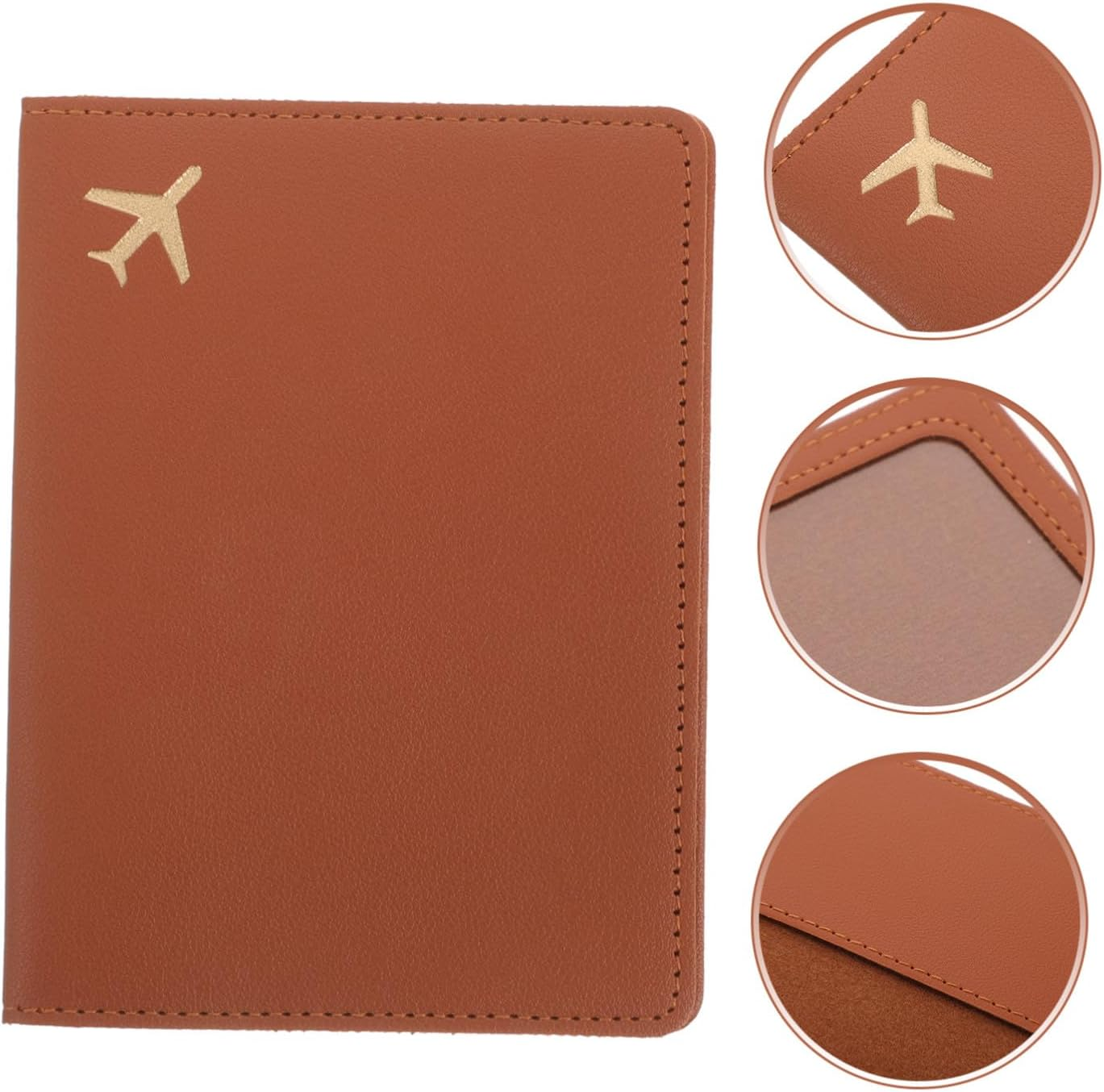 GAXIRE Travel Passport Holder Pu Leather RFID Blocking Card Holder Case with Zipper Pocket for Men Women Family Travel Document Organizer Brown image number 6