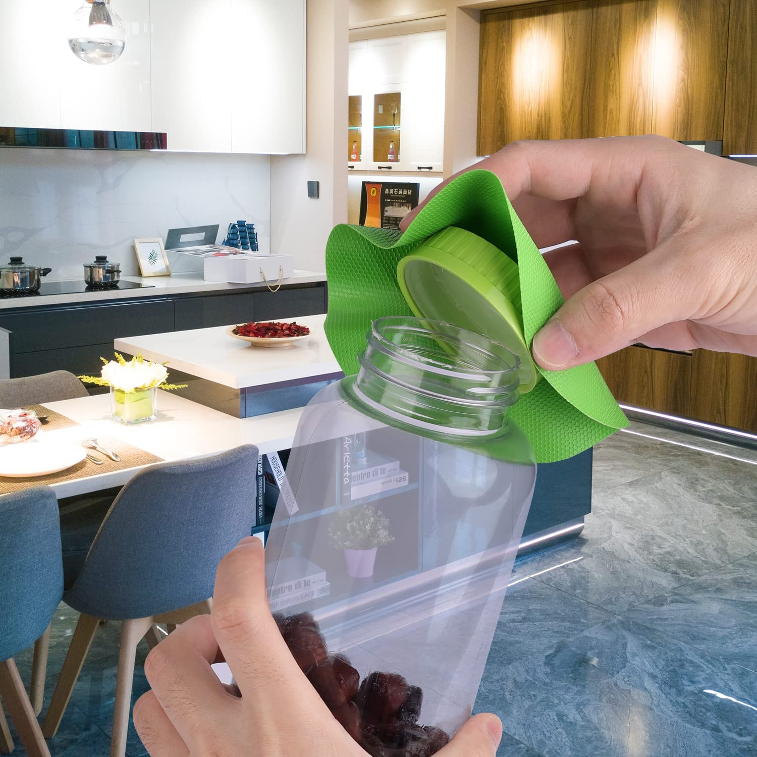 4Pcs Jar Opener Gripper Pads, Multifunctional Rubber Jar Gripper Pad Jar Opener Grippers for Elderly Suffering from Arthritis Weak Hands (Blue, Green, Grey, Purple) image number 6