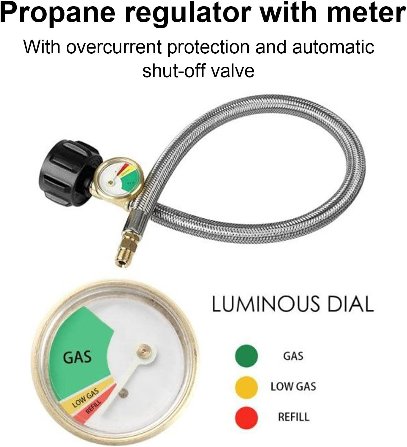 Gas Hose for Rv,Mobile Home Gas Hose with Accurate Gauge | 15 Inch Cookware Accessories Easy to Install for Boating Truck Camping Weekend Travel image number 2
