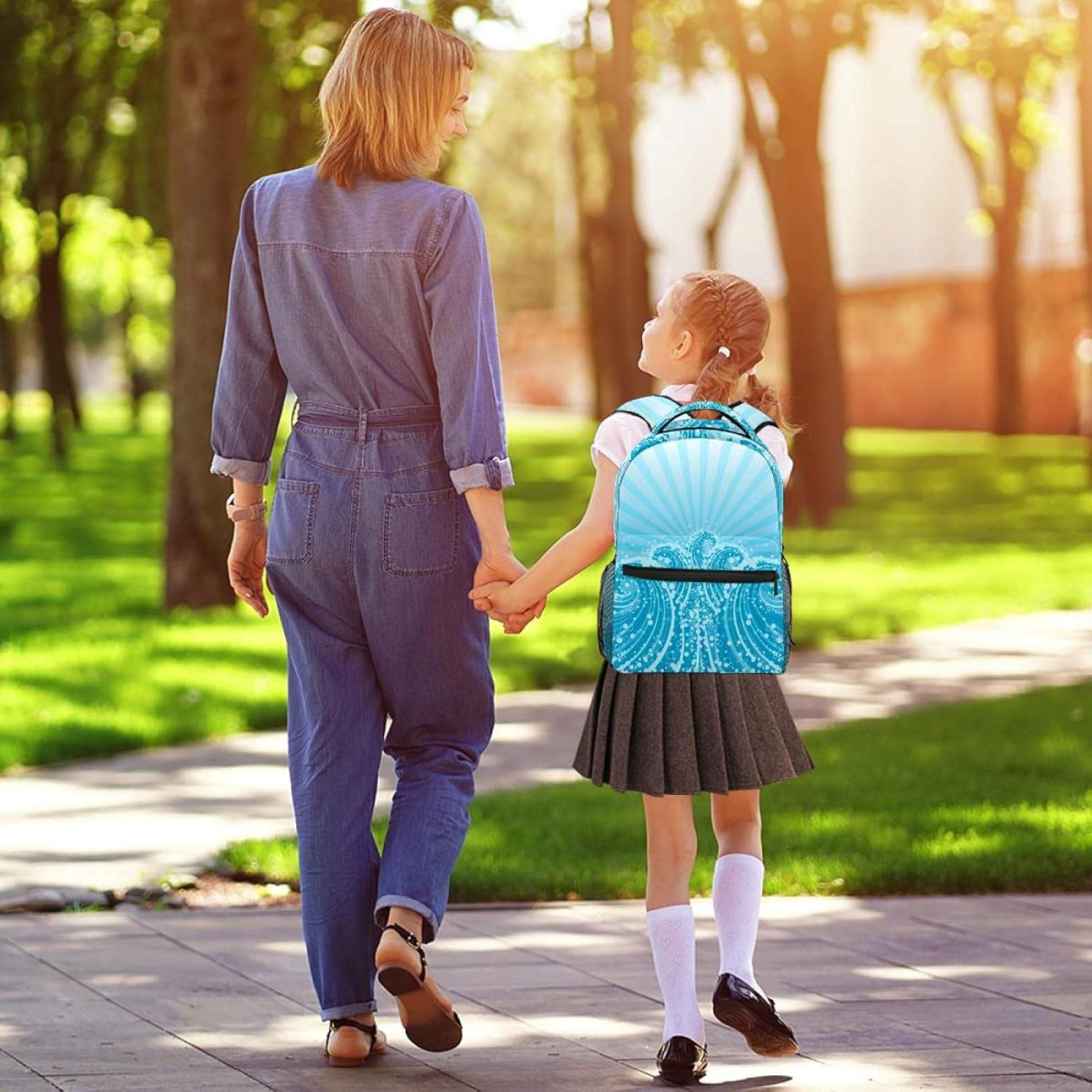 Blue Dream Wave Backpack Students Shoulder Bags Travel Bag College School Tote Backpacks image number 1