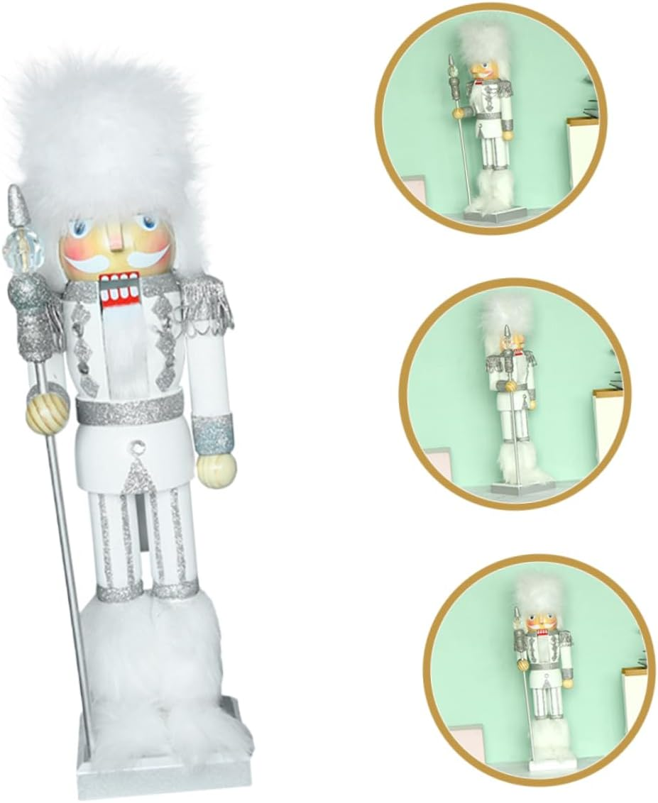 King Nutcracker Christmas Decoration Nutcracker Decoration Christmas Tabletop Decor Christmas Christmas Ornaments Xmas Decoration Festival Decor White Wood image number 2