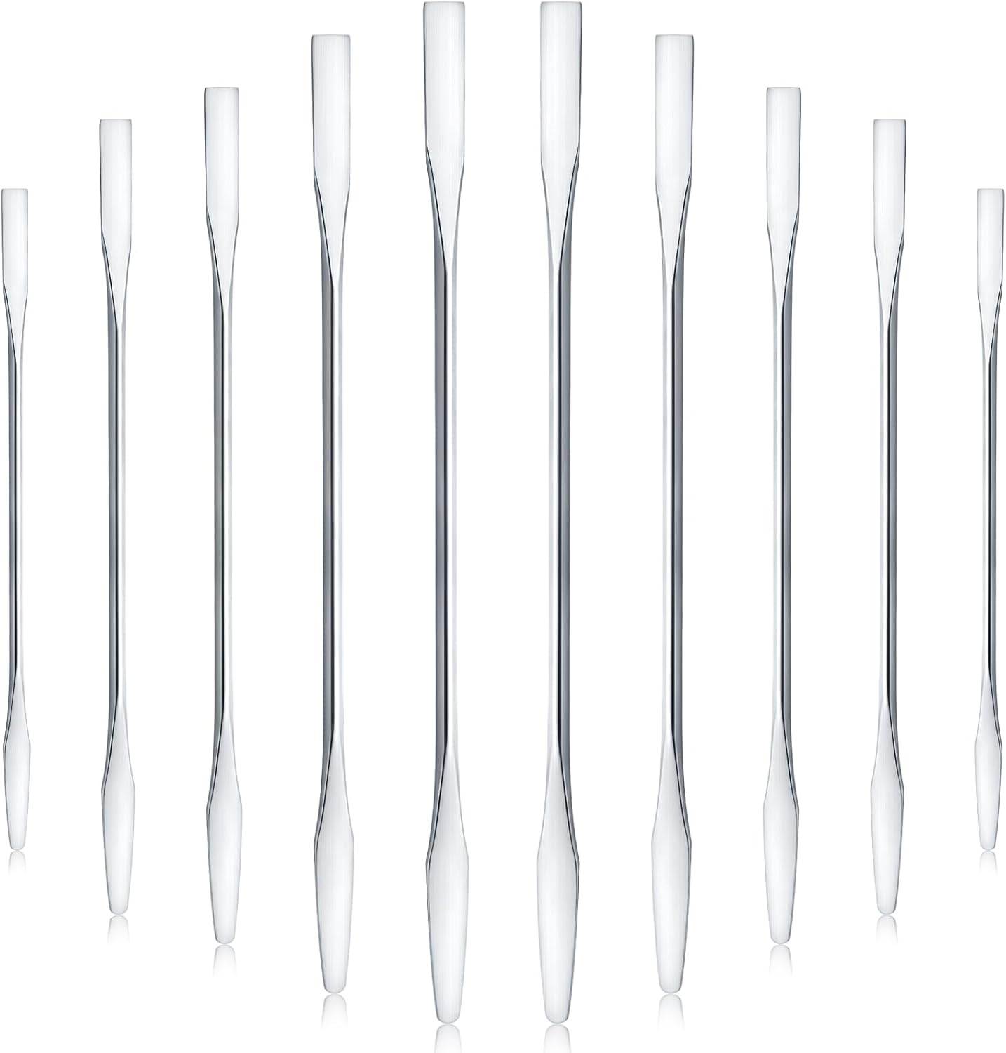 Shappy 10 Pcs Makeup Spatula Set, Lab Spatula Bulk, Mini Double Ended Micro Stainless Steel Cosmetic Spatulas Tools for Beauty & Lab & Food - Square Head for Scraping and round Head for Mixing image number 3