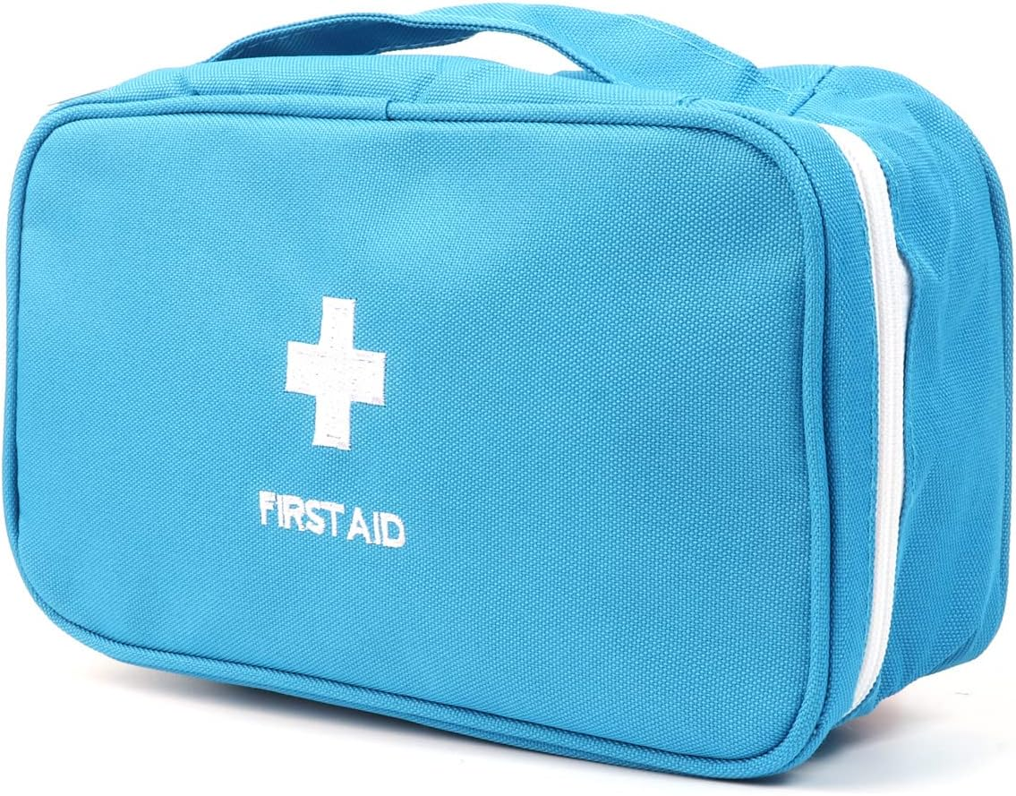 First Aid Pouch Empty, Red First Aid Bag First Aid Pouch Medical Bags for Home Emergency Travel Camping Hiking Outdoors First Responder (Blue Embroidery Bb)