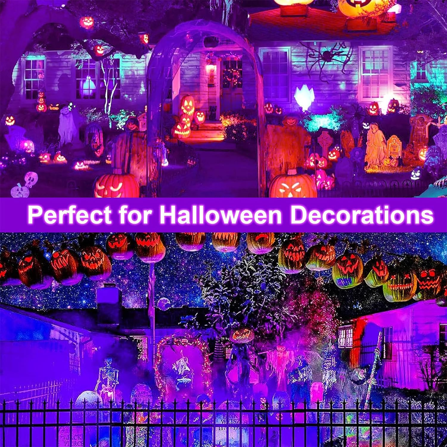 2 Pack LED Black Light Bar, BOSITE 10W UV Black Light Tube with Switch and Plug 395Nm Blacklight Bar Glow in the Dark Party Supplies for Christmas Decorations Stage Lighting, Urine Detection, Poster image number 5