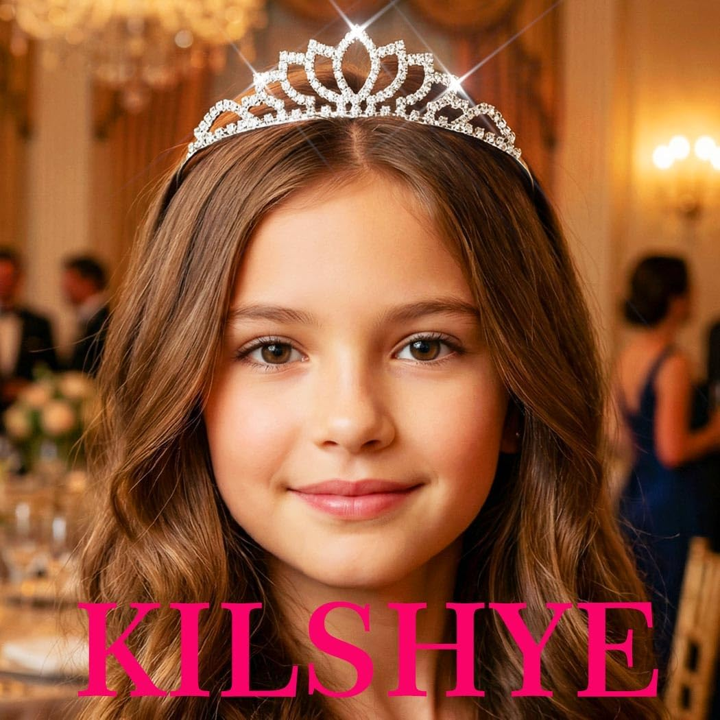 Kilshye Silver Girls Crowns Princess Tiaras Rhinestone Wedding Tiara Birthday Prom Crown Hair Accessories for Girl and Women