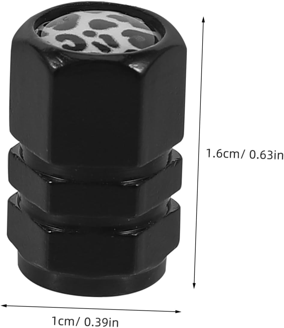 Mikinona 4Pcs Car Tire Valve Caps Aluminum Alloy Decorative Replacement Stem Covers for Automotive Wheels, Black White Leopard Pattern, Suitable for Vehicle Tire Accessories image number 6
