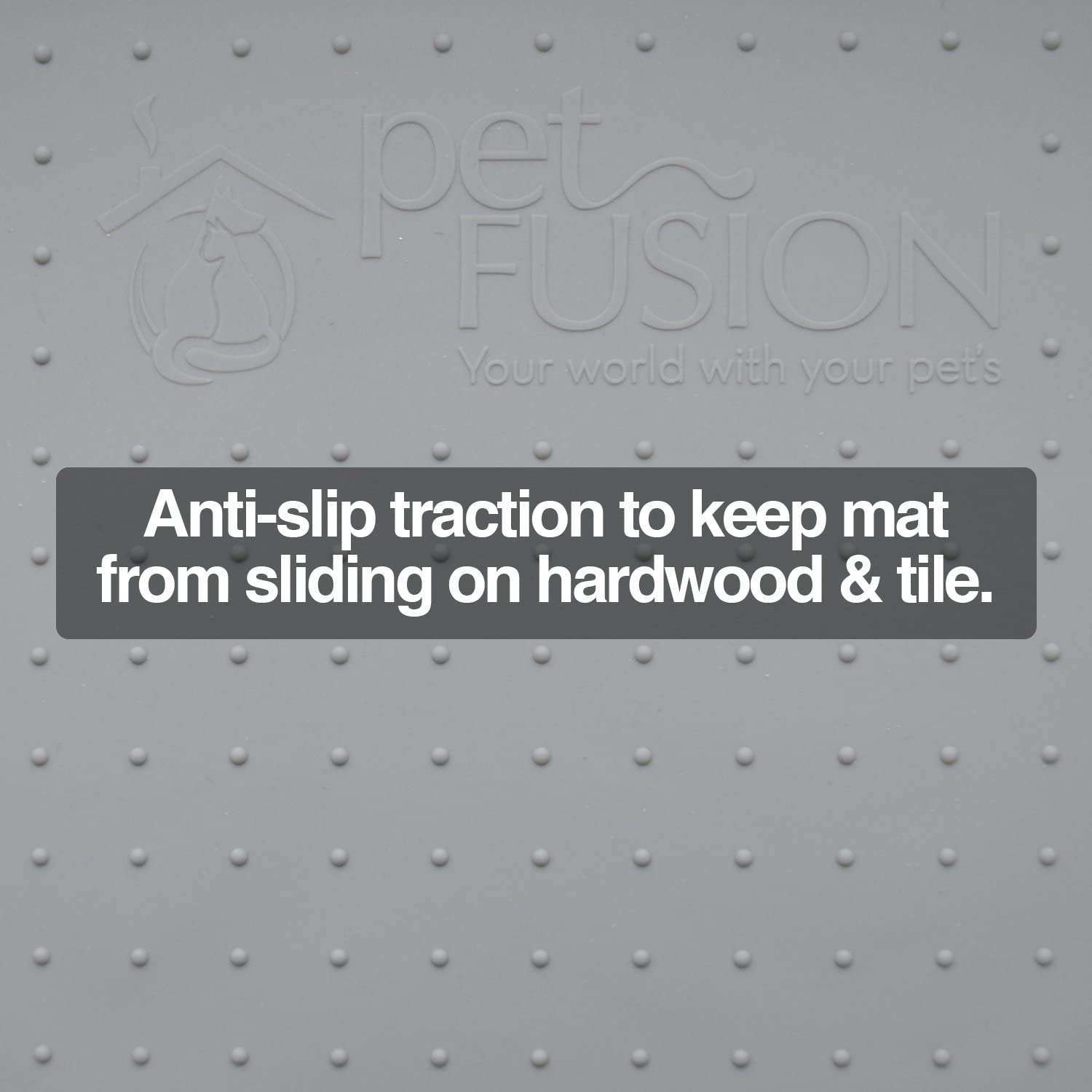 Petfusion Toughgrip Large plus Dog Food Mat [Just the Right Size before Getting Too Big @ 27.5 X 17.5]. Waterproof, Extra Tough FDA Grade Silicone, Grey image number 4