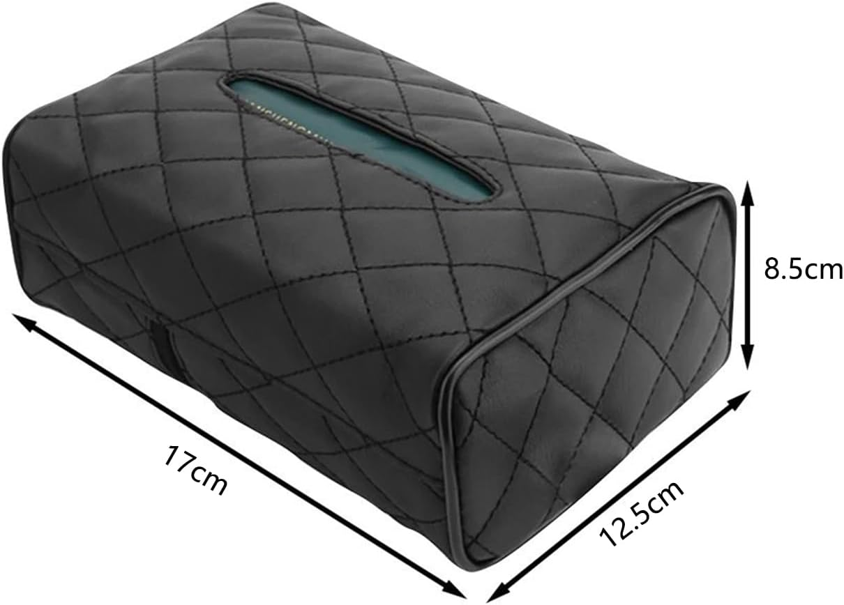 Car Chair Back Mounted Tissue Holder PU Leather Case,Black image number 3