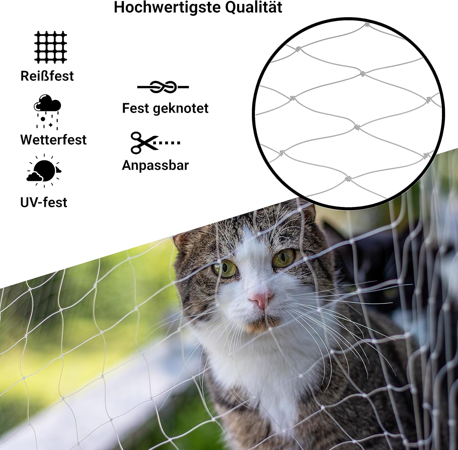 Finopet Cat Net for Balcony, 8 X 3 Metres, Transparent, with Cat Brush Including Mounting Material, Cat Protection Net, Safety Net, Balcony Net for Cats image number 5