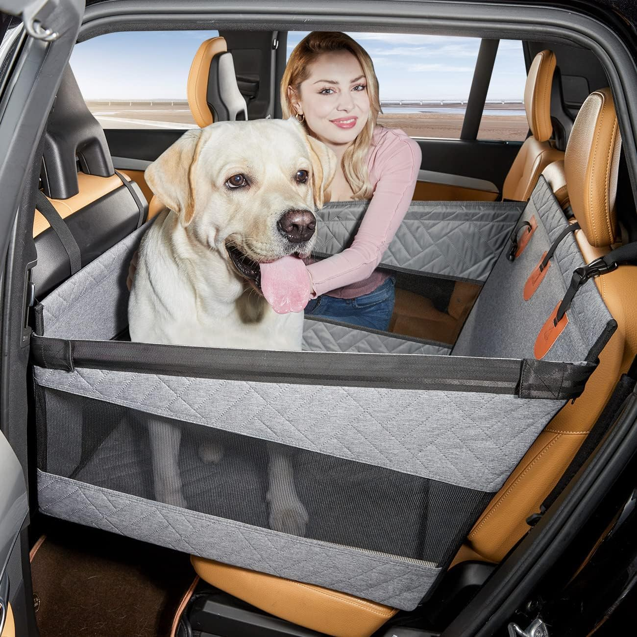 Dog Car Seat for Medium Dogs,Back Seat Extender for Dogs,Large & Small Dog Car Seat Cover for Back Seat, Dog Hammock for Car Back Seat Dog Bed Mattress,Pet Car Seat for Car SUV Truck (Gray, Small) image number 1