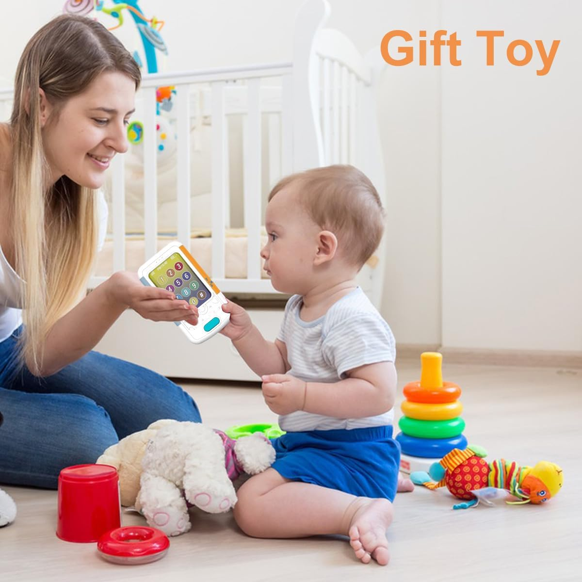 Baby First Smartphone Cell Phone with Sounds and Light, Realistic Swipe Phone Toy Fun Early Learning Musical Toy for Boys and Girls Infant image number 1