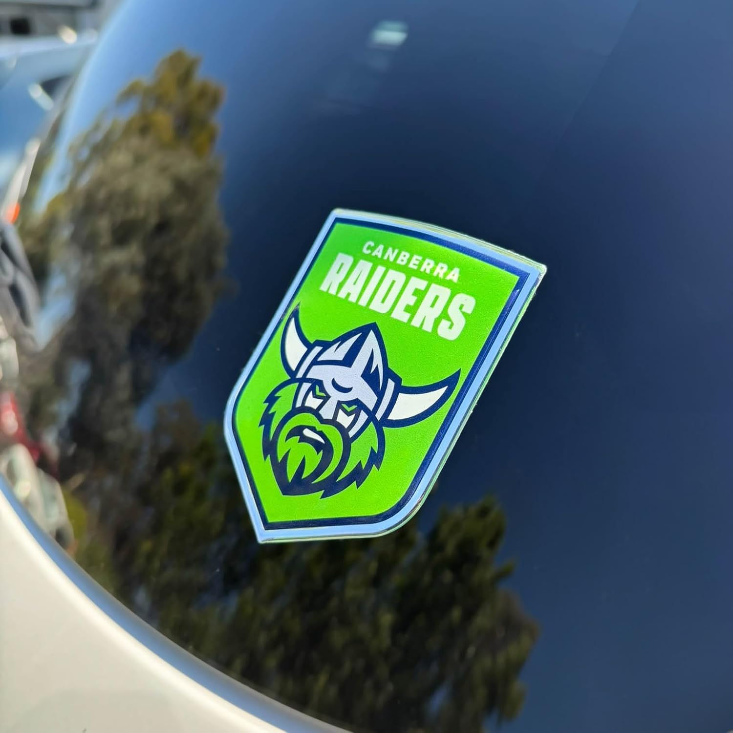 Fan Emblems Raiders Car Decal &bull; Canberra Raiders Clear Resin Coated Chrome Auto Sticker - Size: 97 X 76 X 2Mm &bull; Officially Licensed NRL Car Accessories image number 1