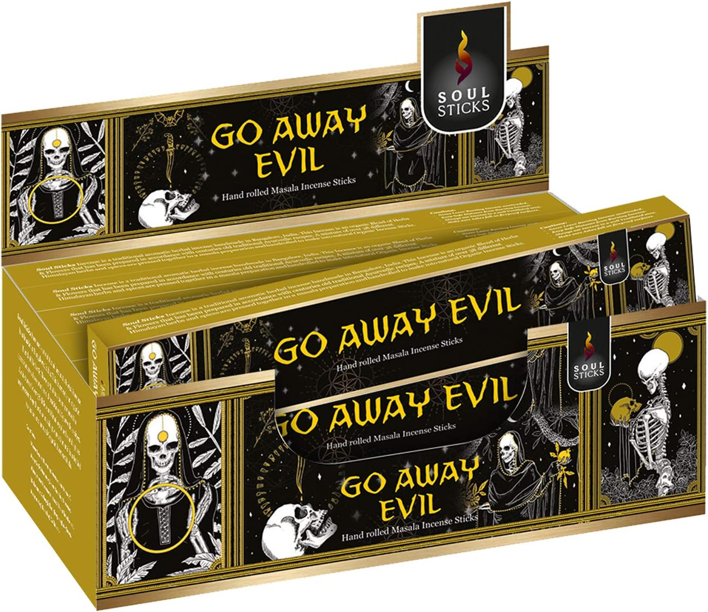Soul Sticks Hand-Rolled Incense Sticks Evil Spirit Blends 180 Gram Box | 100% Natural Masala Incense Organic Home Fragrance Agarbatti (Werewolves)