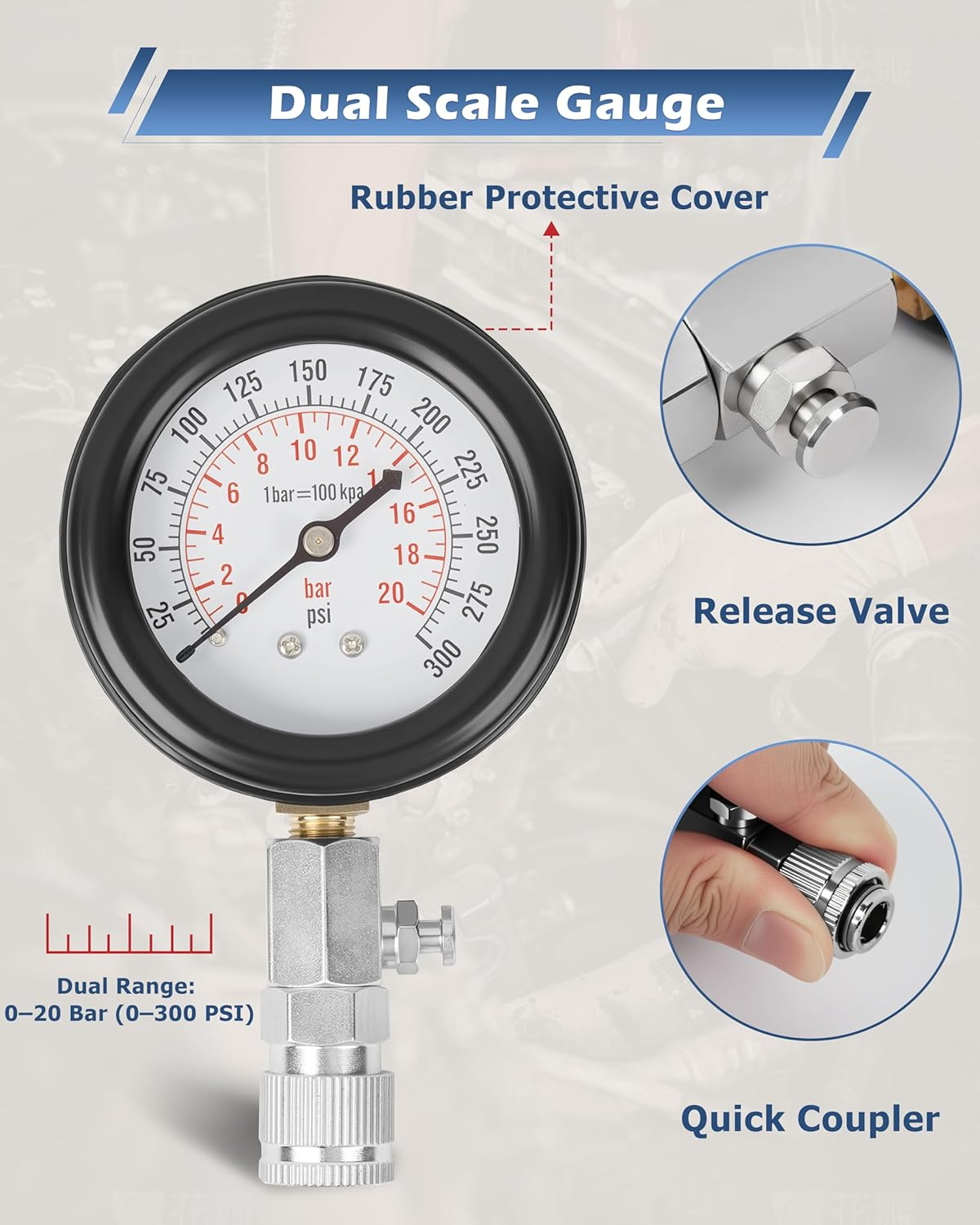 DA Yuan Professional Petrol Engine Compression Tester Kit Set for Automotives and Motorcycles image number 1