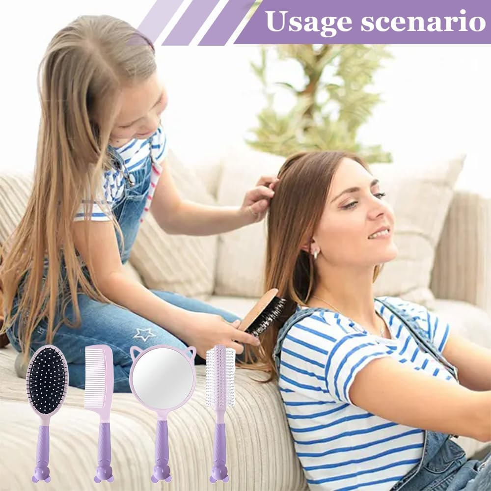 MTSDM Air Cushion Comb Massage, Portable Anti-Static Fluffy Comb, Ladies Airbag Comb, Long Hair Straight Hair Curly Hair Home with Handheld Mirror image number 4