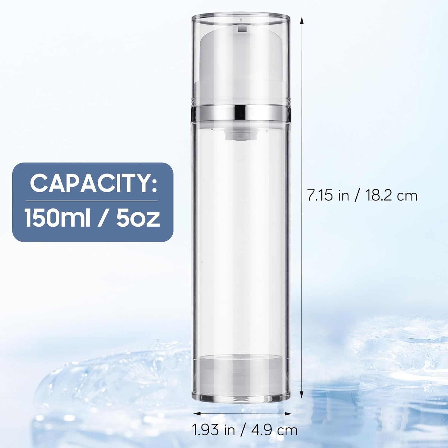 Totority Airless Pump Bottles 2Pcs 150Ml ABS Refillable Lotion Container for Travel Skincare and Cream Storage image number 2