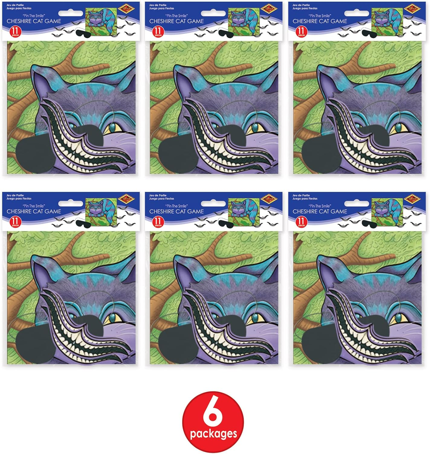 Beistle 60063 6 Piece Pin the Smile on the Cheshire Cat Games, 16" X 18", Multicolor image number 4