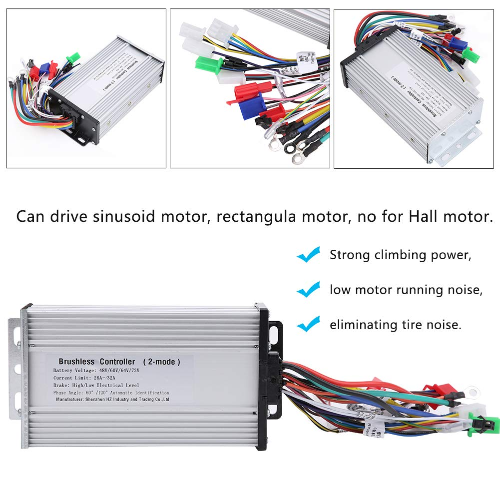 Motor Controller, 48V -72V Brushless Motor Controller, Professional Motor Speed Controllers, 12Tube Dual Mode Rectangula E‑Bike Motor Controller for Electric Scooter, Electric Bicycle image number 5