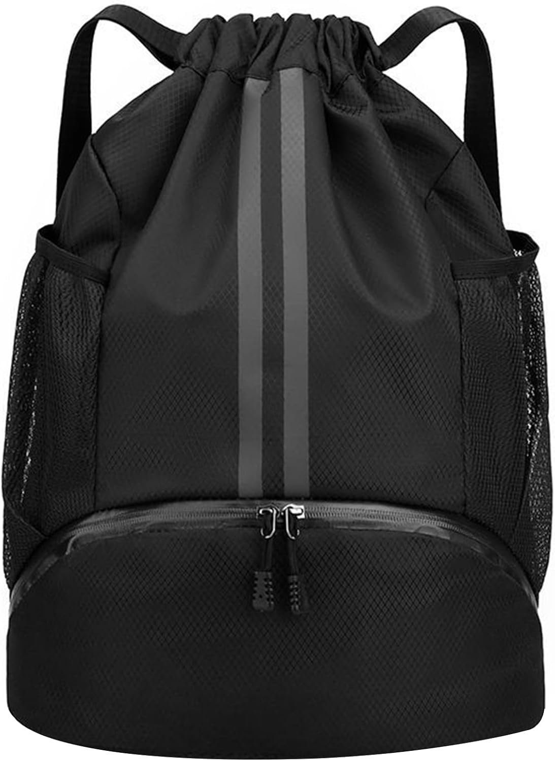 Sports Ball Bags with Dry Wet Separation Shoe Compartment, Water Resistant Drawstring Gym Bag Backpack, Side Mesh Pockets Gym Bag, Cricket Football Rugby Basketball Volleyball Backpack