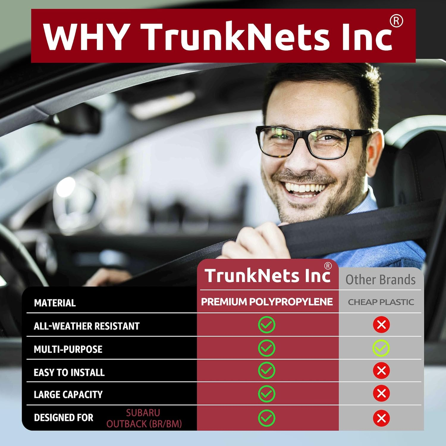 Envelope Style Trunk Mesh Cargo Net for Subaru Outback (BR/BM) - Premium Trunk Organizers and Storage - Luggage Net for Crossover- Best Car Organizer for Subaru Outback (BS) image number 5