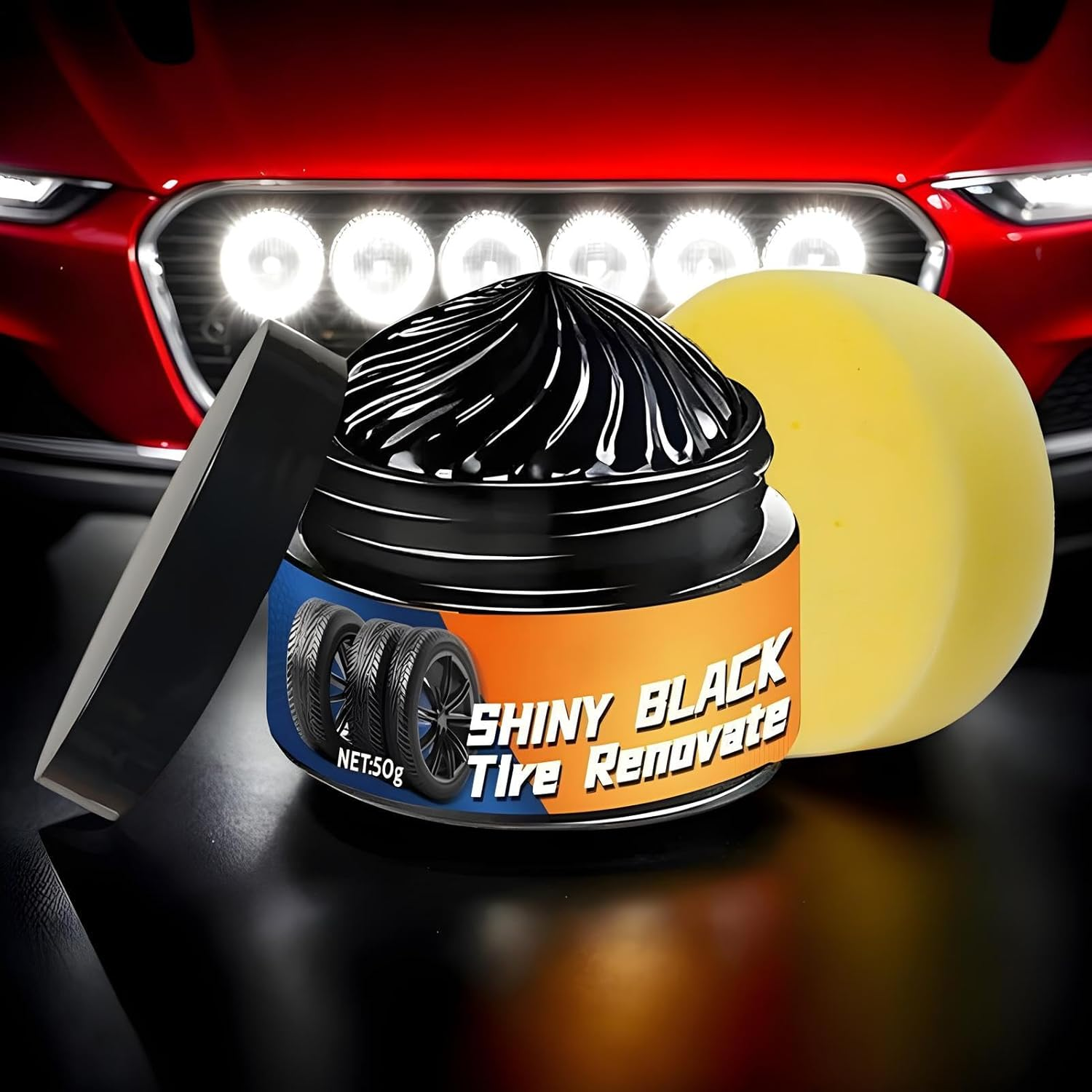 Gupcaqosjw Tire Paste - Tyre Dressing Rim Care Wax,50G Sponge Included Automotive Maintenance Restorer for Caravan Truck Garage Commuting Road Trip Minivan