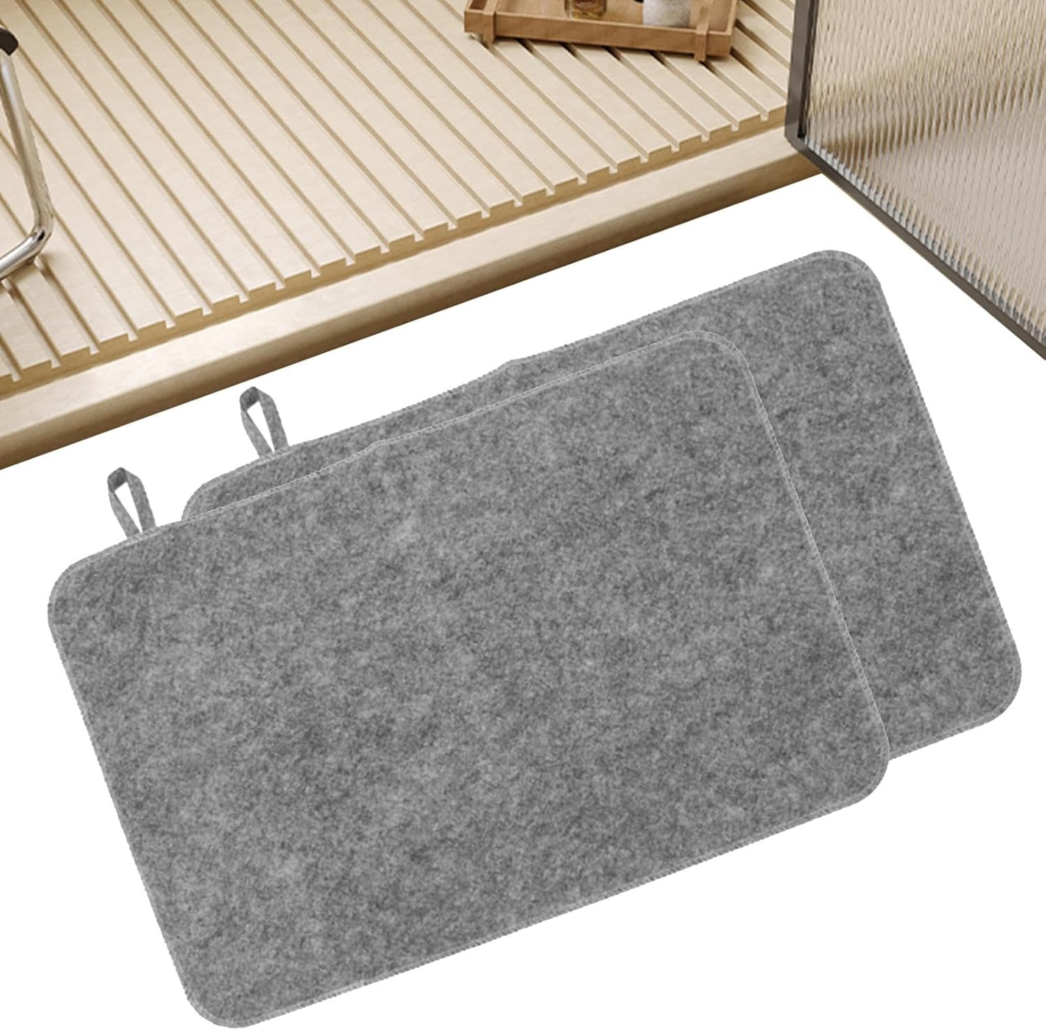 Sauna Floor Mat | 2X Felt Sauna Seat Cover,Heat Insulation Mat, Bench Protector Pad, Water Absorbent for Sauna Bath Shower Room - White image number 3