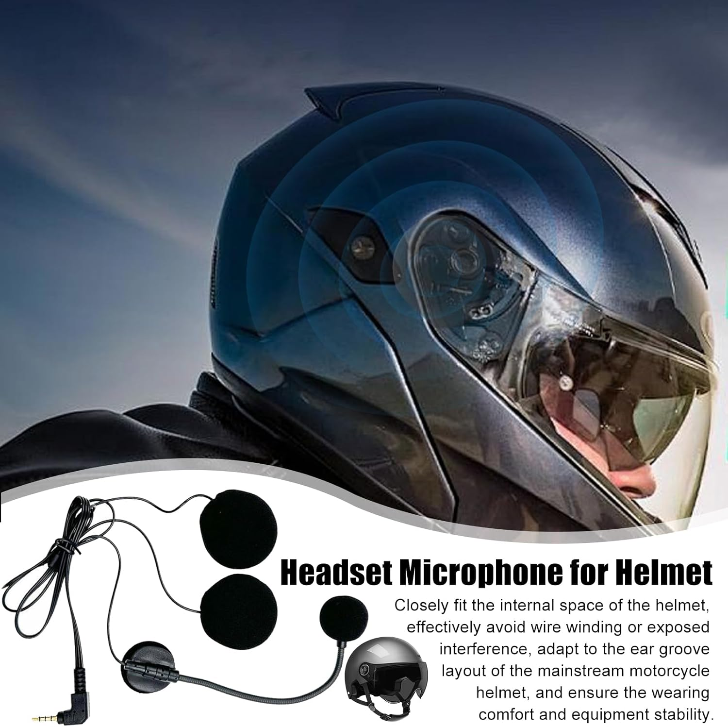 Helmet Speakers - Motorcycle Helmet Headphones - Modular Intercom High-Definition Audio Earbuds Set for Riding Racing Dirtbike Snowmobile Street Riding image number 4