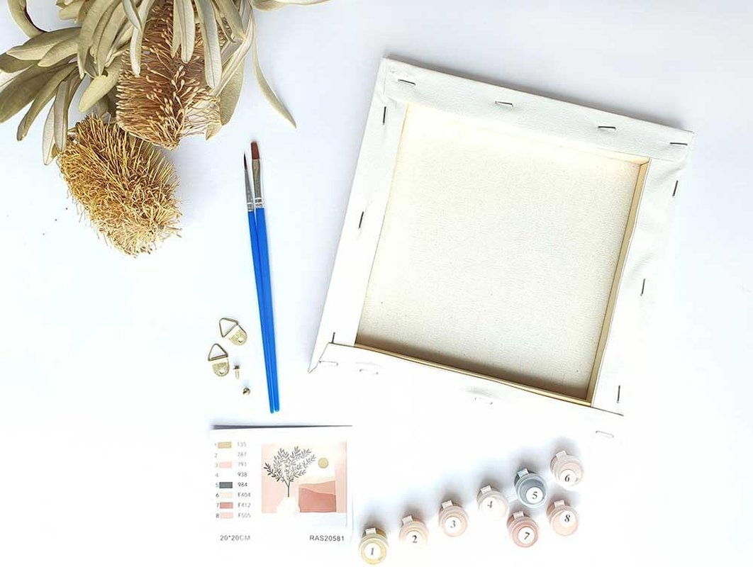 Flower Paint by Numbers for Adults and Teens, Framed Canvas, Floral Abstract DIY Craft, 20X30Cm Beginner, Minimalist Native Plant Wall Art image number 1