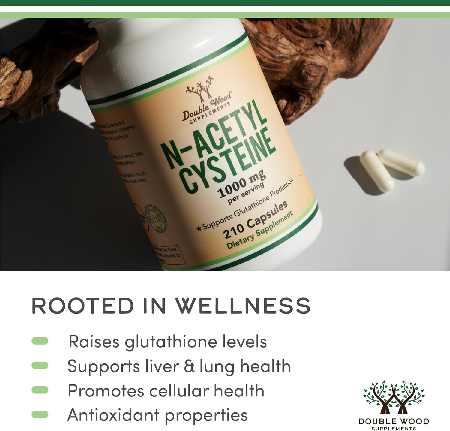 NAC Supplement (N-Acetyl Cysteine) 1,000Mg per Serving, 210 Capsules (Third Party Tested, Manufactured in the USA) by Double Wood Supplements image number 4