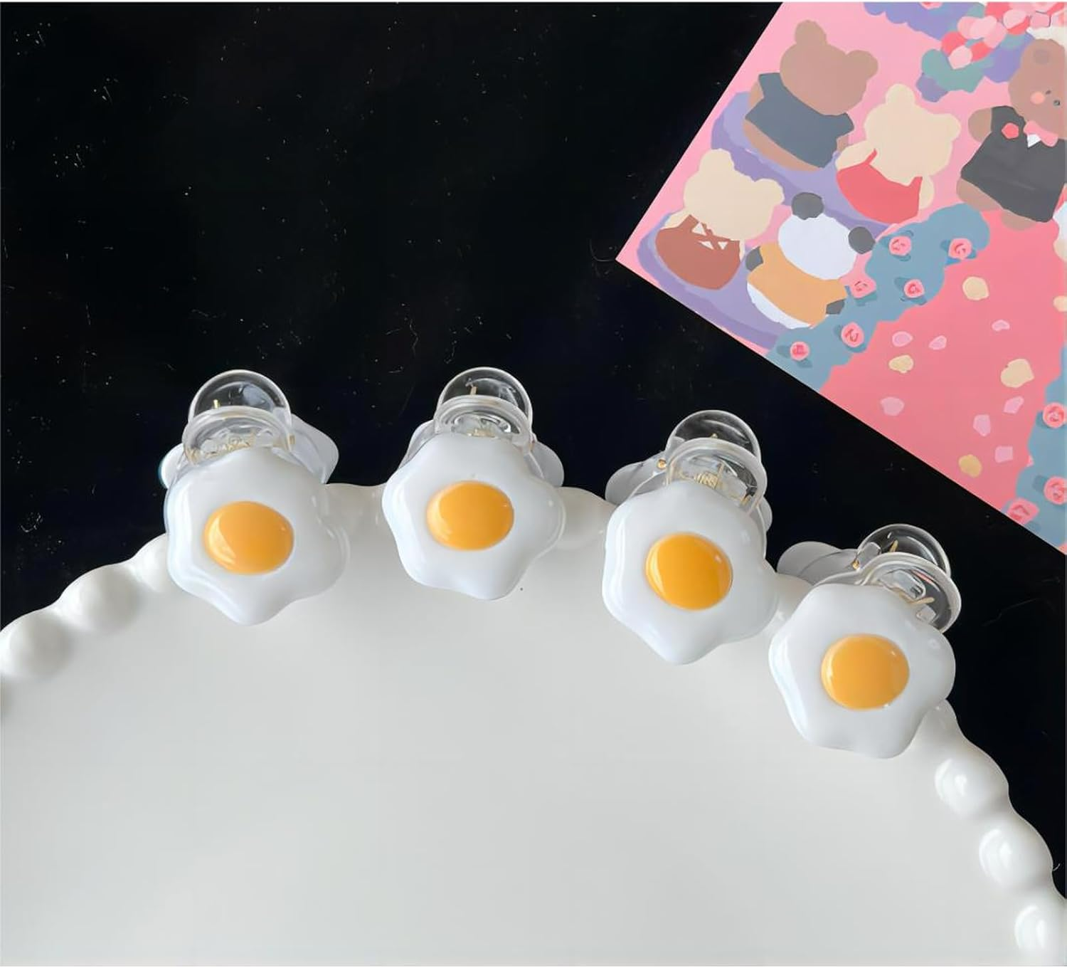 4 Quirky Egg Shaped Hair Clips, Cute Clips, Minimalist Hair Clips, Women'S Headwear Hair Accessories image number 1