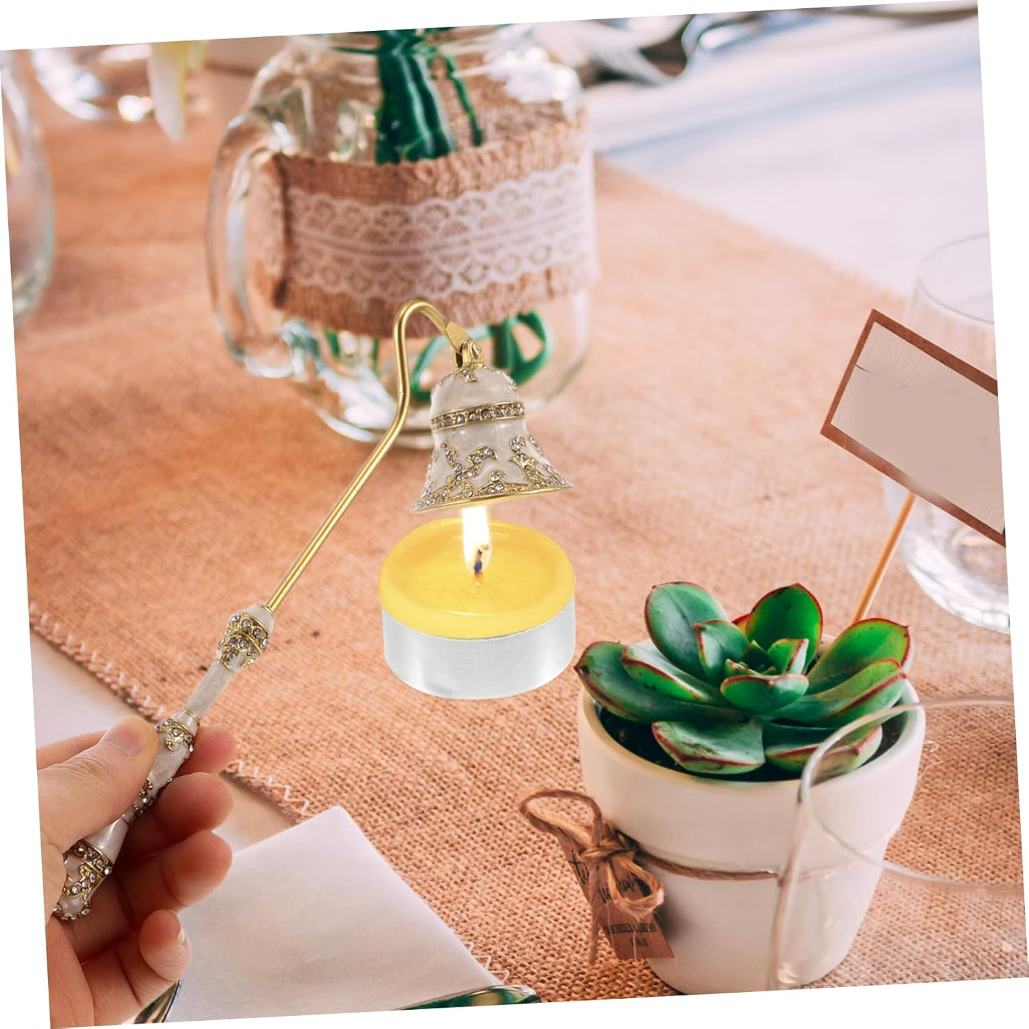 BATHVEVE Candle Wick Extinguisher Tool Vintage Style Metal Snuffer for Home Hotel Restaurant image number 3